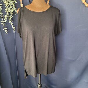 Tahari Black Cold Shoulder Top Size Medium